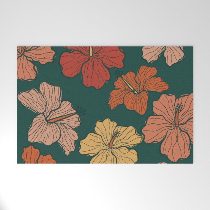 Taro Patch Design Terra Cotta Hibiscus Welcome Mat