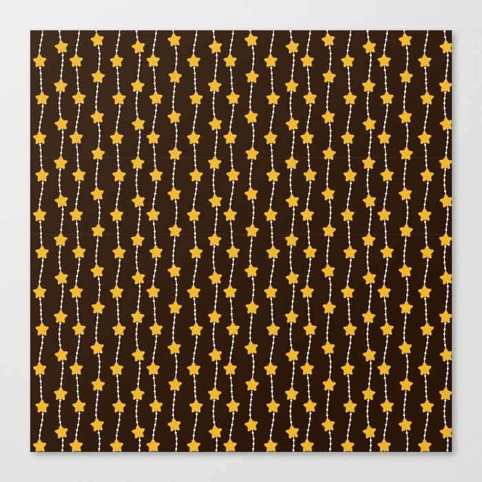 Christmas Pattern Yellow Stripe Star Canvas Print