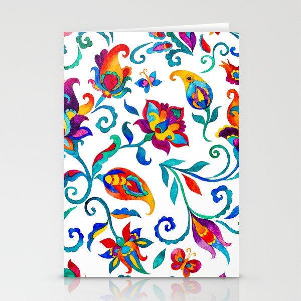 Exotic Oriental Chintz Summer Floral Pattern Stationery Cards