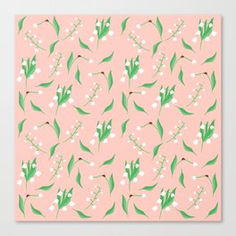 lily of the valley and ladybird pink pattern Canvas Print