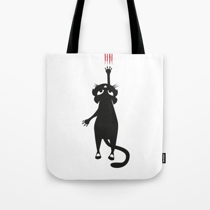 Falling cat with scratches Tote Bag