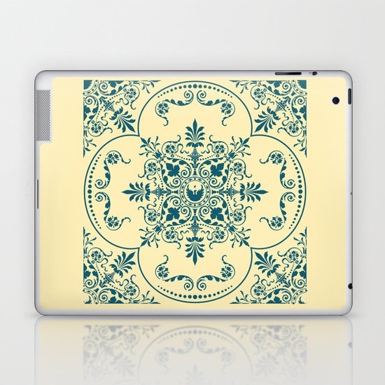 Decorative Pattern in Creme and Blue Laptop & iPad Skin