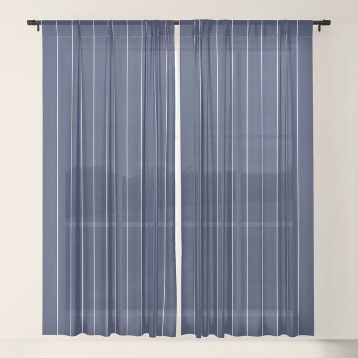 Navy Blue Pinstripes Line Minimal Sheer Curtain By Beautifulhomes