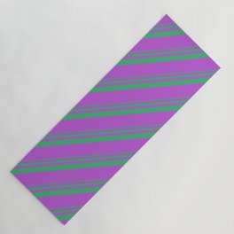 [ Thumbnail: Sea Green and Orchid Colored Lines Pattern Yoga Mat ]
