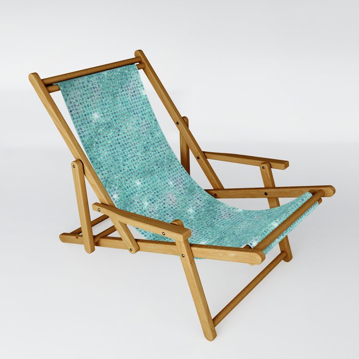 Teal Diamond Studded Glam Pattern Sling Chair