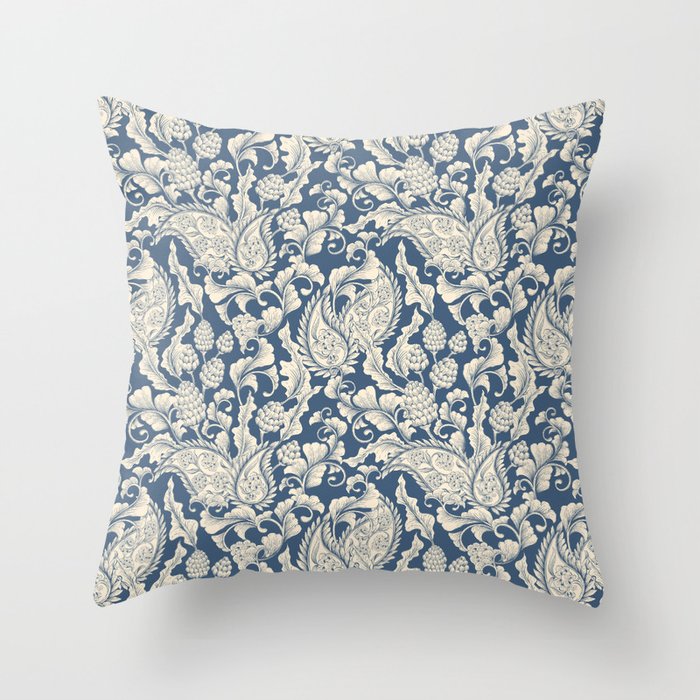 Vintage & Shabby Chic - William Morris Classic Blue Antique Floral Throw Pillow