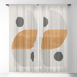 Abstract Geometric Shapes Sheer Curtain
