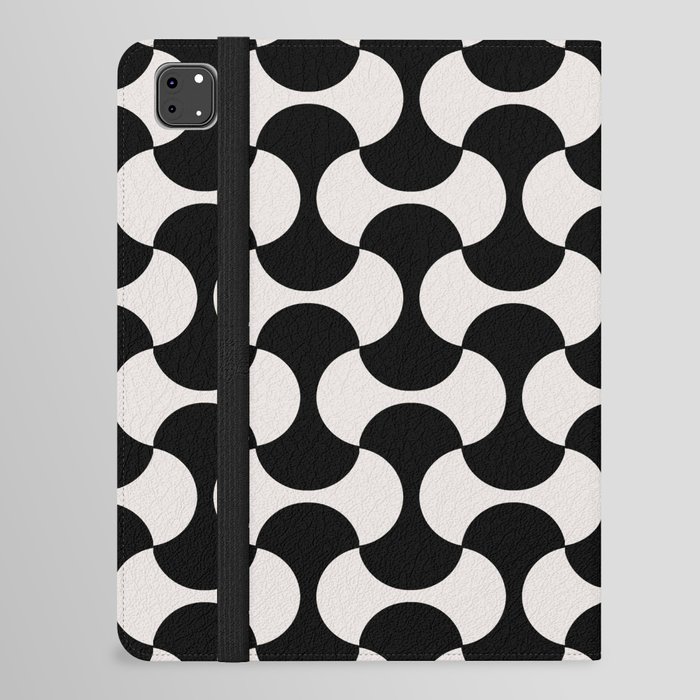 Black and white mid century atomic 50s geometric shapes iPad Folio Case