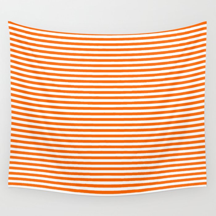 Orange and White Vintage Thin Stripes Wall Tapestry