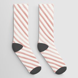 Diagonal Painted Stripe in Rose Pink Socks