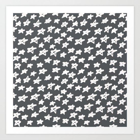 Stars on grey background Art Print