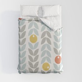 Mid Century Modern Retro Leaf and Circle Pattern Duvet Cover