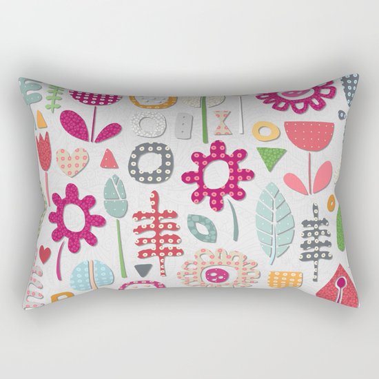 paper cut flowers silver Rectangular Pillow