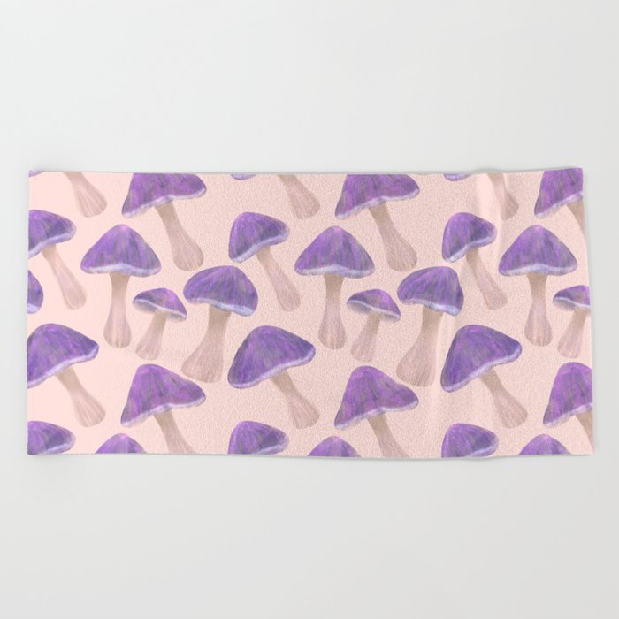 Purple Mushrooms Pattern  Beach Towel