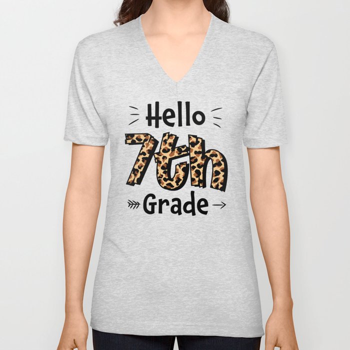 Hello 7th Grade Back To School V Neck T Shirt