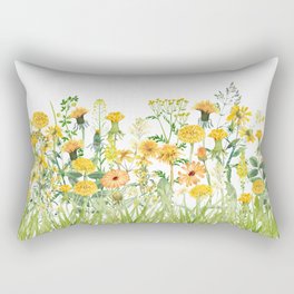 Yellow Scandinavian Wildflowers  Meadow  Rectangular Pillow