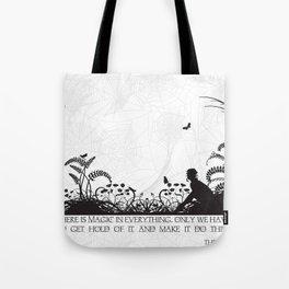 Secret Garden Black and White Illustrated Quote Tote Bag