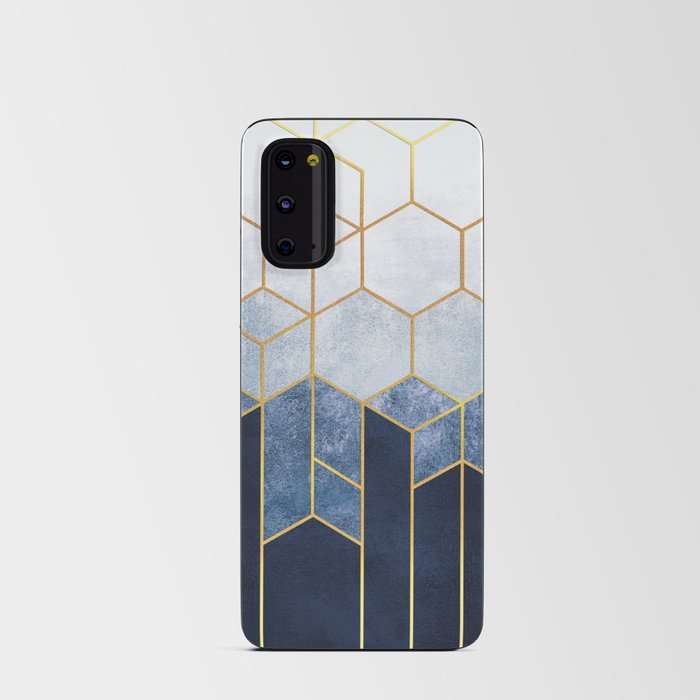 Indigo Blue + Golden Hexagons Abstract Design Android Card Case