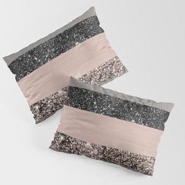 Blush Glitter Glam Stripes #1 (Faux Glitter) #shiny #decor #art #society6 Pillow Sham