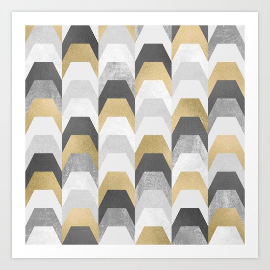 Stacks of Gold and Grey Art Print