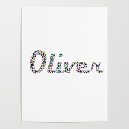 The name Oliver written with Gemstones in all colors and in all shapes Poster
