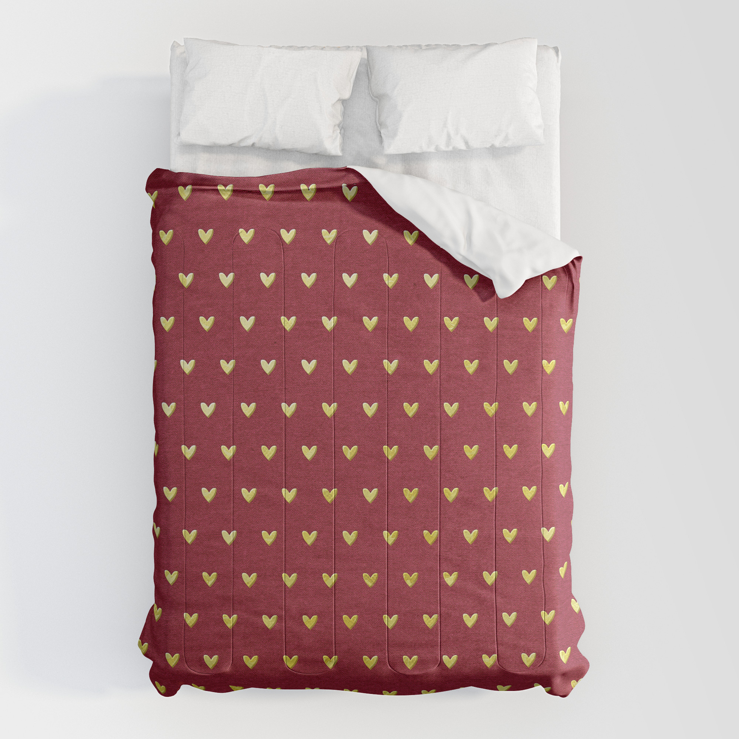 Golden Hearts Pattern on Red Rough Texture Background Comforter by The  Floral Boho Abstract Retro and Vinta | Society6