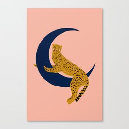 Cheetah and the moon Canvas Print