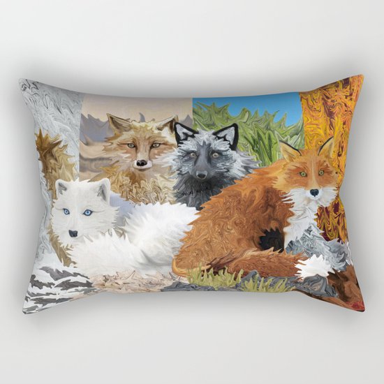 Four Shades of Fox Rectangular Pillow