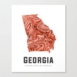 Georgia - State Map Art - Abstract Map - Brown Canvas Print