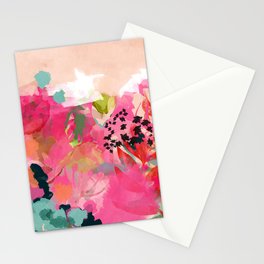 pink summer garden dream abstract Stationery Card