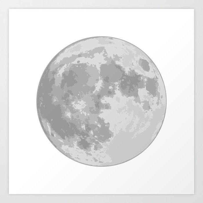 A detailed drawing of the moon(Gray) Art Print