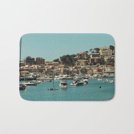 Spain Photography - Boats Floating Off The Spanish Shore Bath Mat