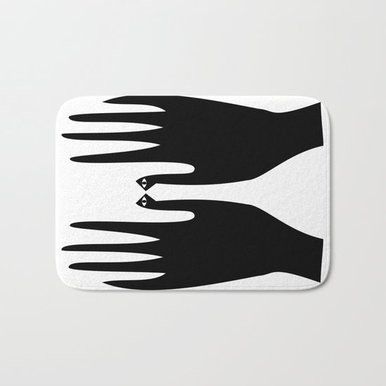 Hand bird, simple black print. Bath Mat