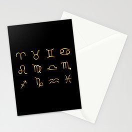 Zodiac constellations symbols in gold Stationery Card