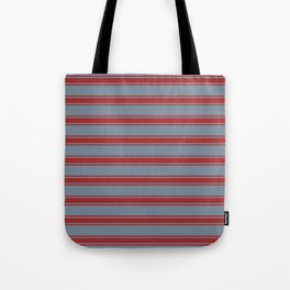 [ Thumbnail: Light Slate Gray & Brown Colored Pattern of Stripes Tote Bag ]