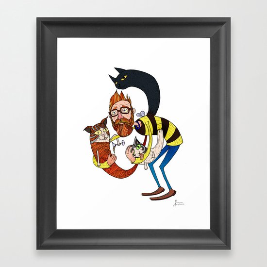 Don't let the kittah cocktail out on a cold day! Framed Art Print