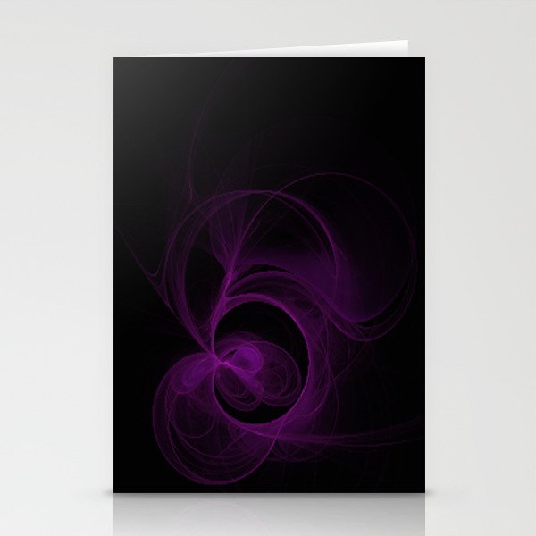 Purple Swirls on Black Stationery Cards