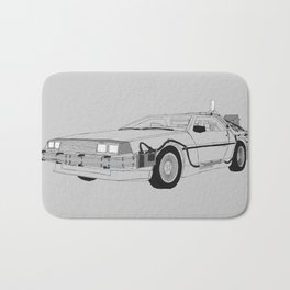 DeLorean DMC-12 Bath Mat | Black and White, Graphic Design, Movies & TV, Illustration 