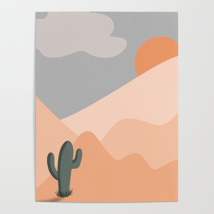 Hope - Cactus in the desert - botanic art Poster