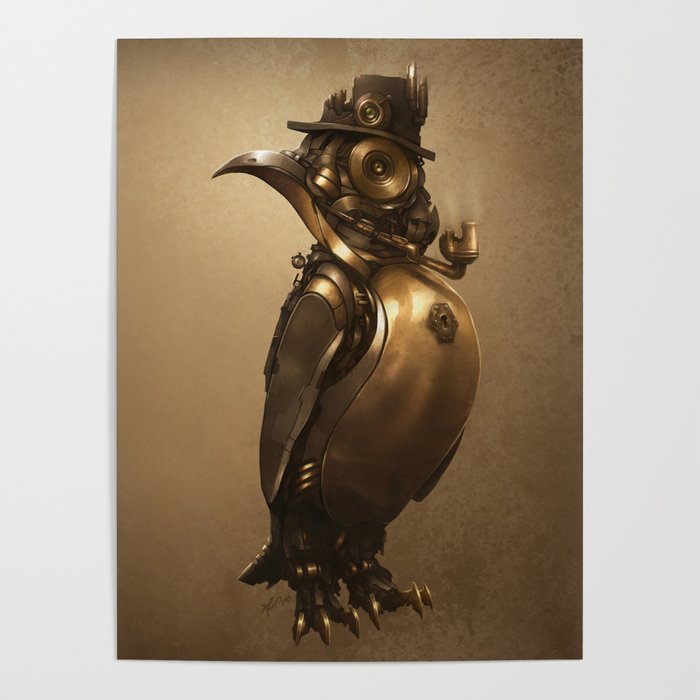 Steampunk Penguin Poster