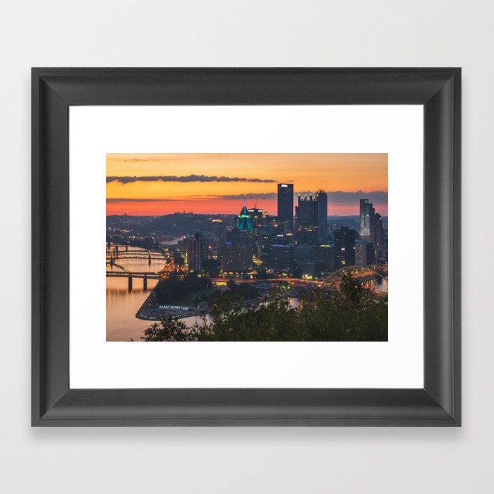 Pittsburgh Mt Washington Sunrise Photo Framed Art Print