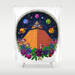 Psychedelic Magic Mushrooms All Seeing Eye Shower Curtain