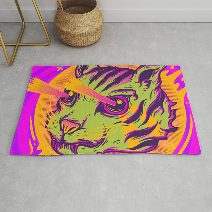 Vintage Style Psychedelic Cat Sees through Walls Rug