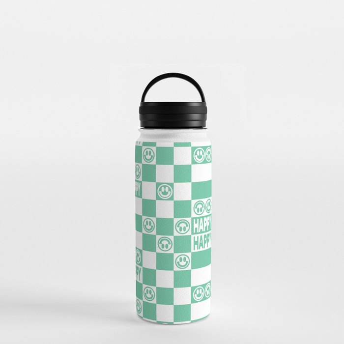 HAPPY Checkerboard (Mint Color) Water Bottle