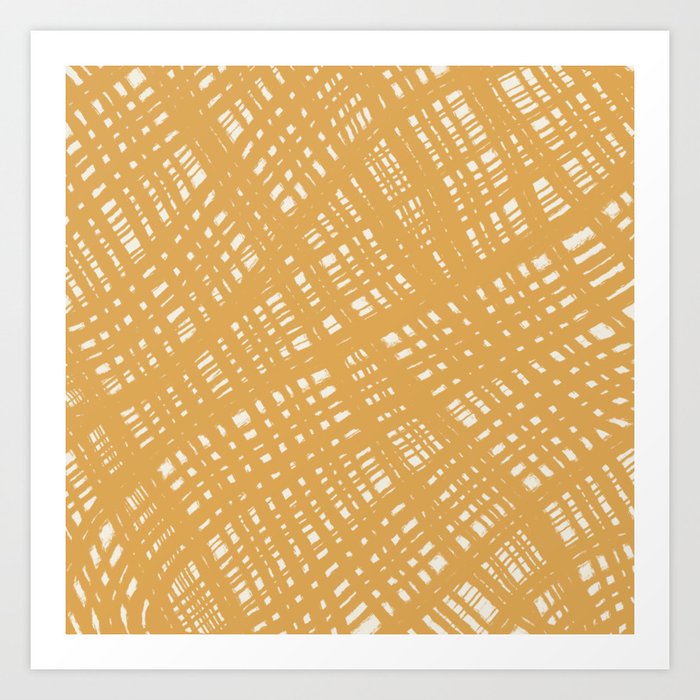 Rough Weave Painted Abstract Burlap Painted Pattern in White and Beige  Art Print