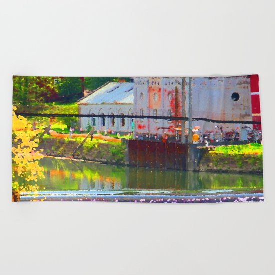 Pointillism: Snoqualmie Falls Beach Towel