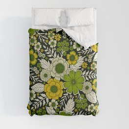 Modern Yellow & Green Floral Pattern Duvet Cover