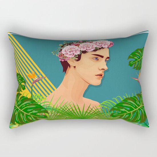 BOY OVER FLOWERS Rectangular Pillow