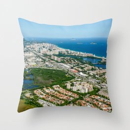 Brazil Photography - Overview Over Bertioga By The Blue Ocean Shore Throw Pillow