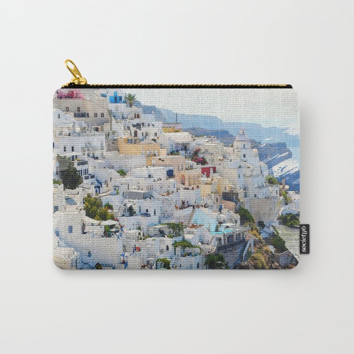 Santorini Greece Watercolor Style Print Carry-All Pouch